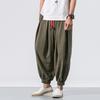 (Proiettore)Pantaloni casual in lino e cotone moda da uomo Leggings elastici con gambe larghe larghe