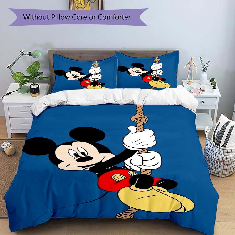3pcs Lively Mickey Design Printed Bedding Set, Soft and Comfortable Quilt Cover for Bedroom, Guest Room F056