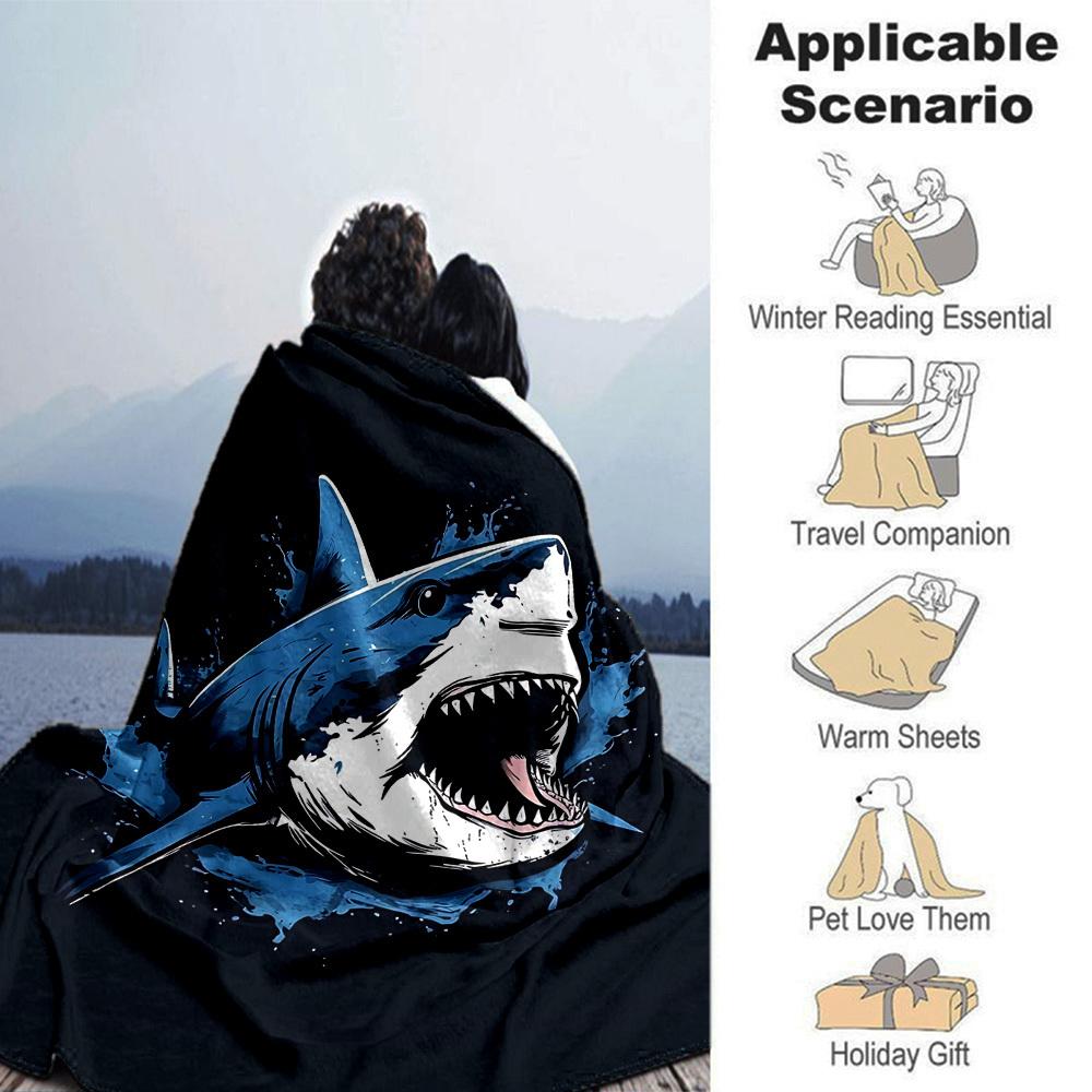 1pc shark ocean Throw Blanket Soft Flannel, Cozy All Season Polyester Perfect for Home, Office
