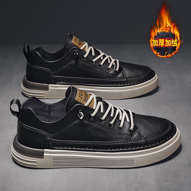 

Мужская обувь 2024 года, новые зимние утолщенные бархатные туфли для доски, универсальные дышащие повседневные туфли, нескользящие, молодежные спортивные туфли для прилива 44