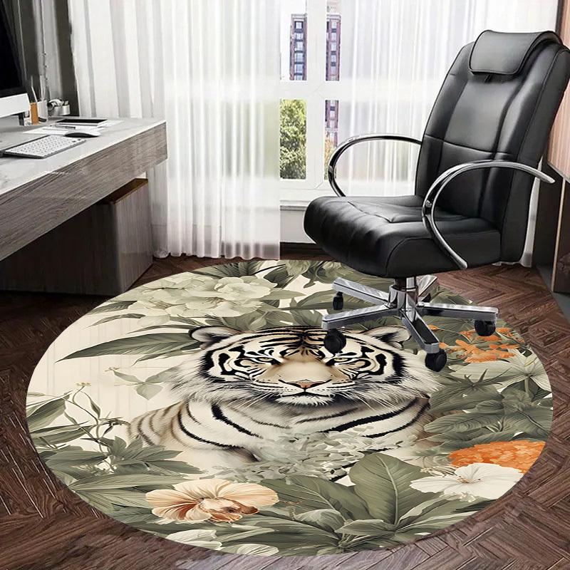 1PC Tiger Flowers Non-Slip Floor Round carpet, Office, family, bedroom, Large Area Rug Indoor Rugs, Vibrant Colors-Z0448