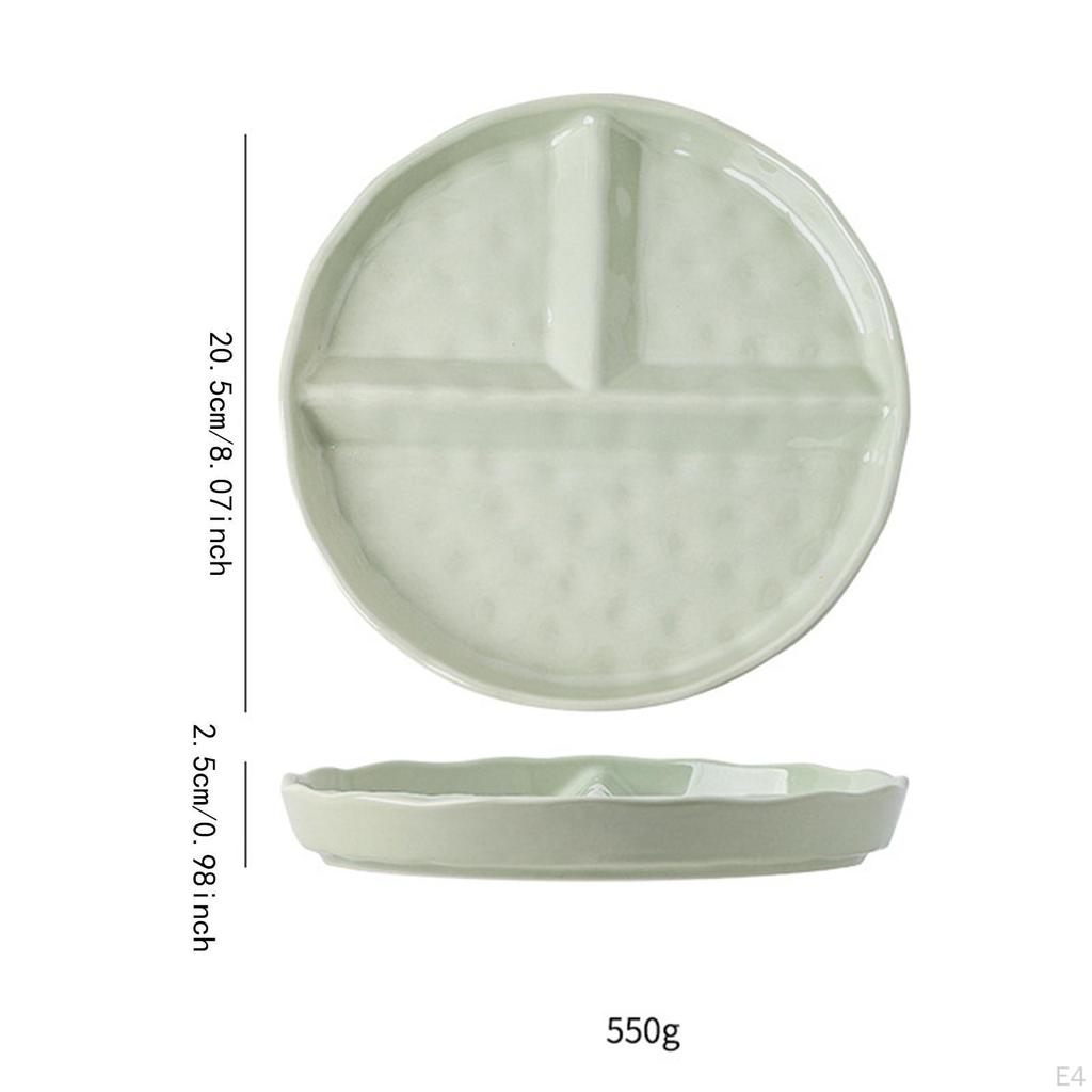 Adult Divided Plate, Serving Tray, Non-Slip Snack Housewarming Gift, Ceramic Tray for