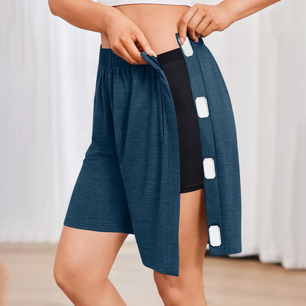 Unisex Tear Away Snap Closure Athletic Shorts with Pockets for Post Knee or Hip Surgery Recovery and Rehabilitation