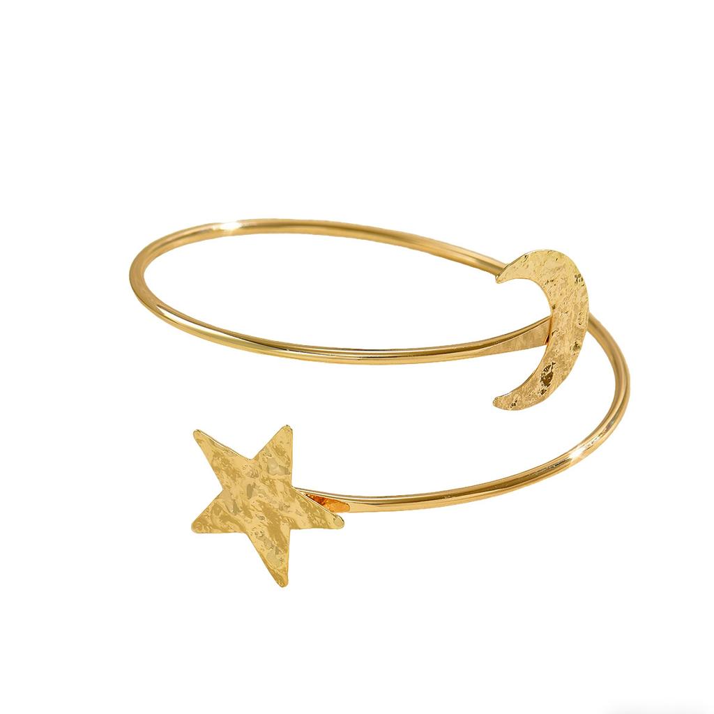 Hot-selling European and American style jewelry, niche star moon design opening bracelet versatile high-end arm ring woman