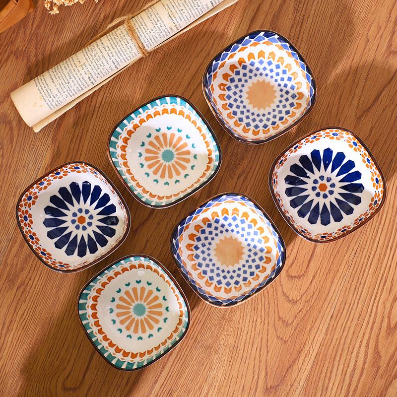De ou Xingguang Bohemian Ceramic Dipping Dish Set, 4-Pack