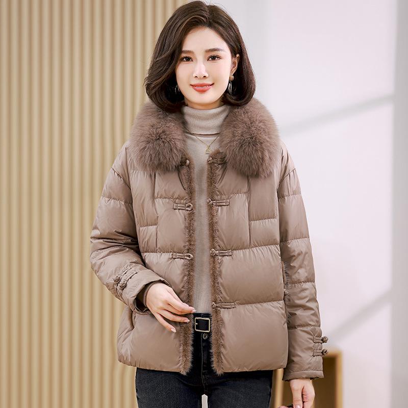 Women's Winter 2024 Plus Size Fur Collar Duck Down Coat - Fashionable, Loose, and Warm