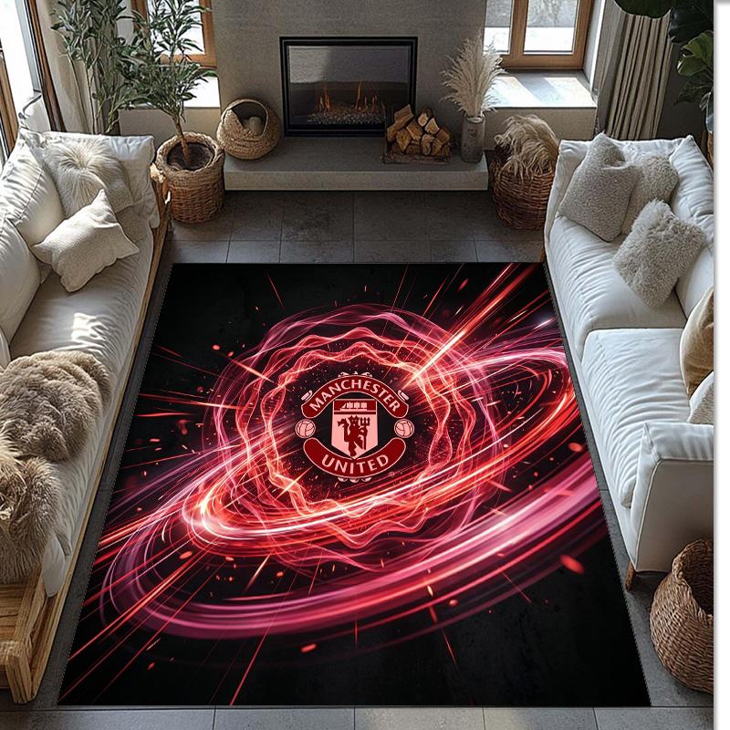 Tappeto in Flanella Stampato Manchester United Antiscivolo Morbido Poliestere Tappeto per Pavimento Tappetino Decorativo per Interni per Camera da Letto Soggiorno Divano
