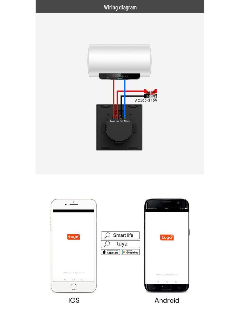 Intelligenter WiFi-Sprachgesteuerter 40A Touchscreen Durchlauferhitzerschalter (US-Standard 20A)