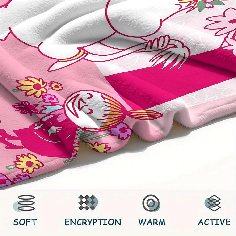Moomin3 Flannel Blanket, High quality Comfortable for All Seasons, Home Decor, Warmth and Comfort