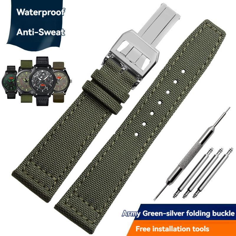 Nylon Canvas Watch Strap for IWC Pilots Portugal Portofino Fabric Cowhide Bottom Watch Chain Men Women Watchband 20mm 21mm 22mm