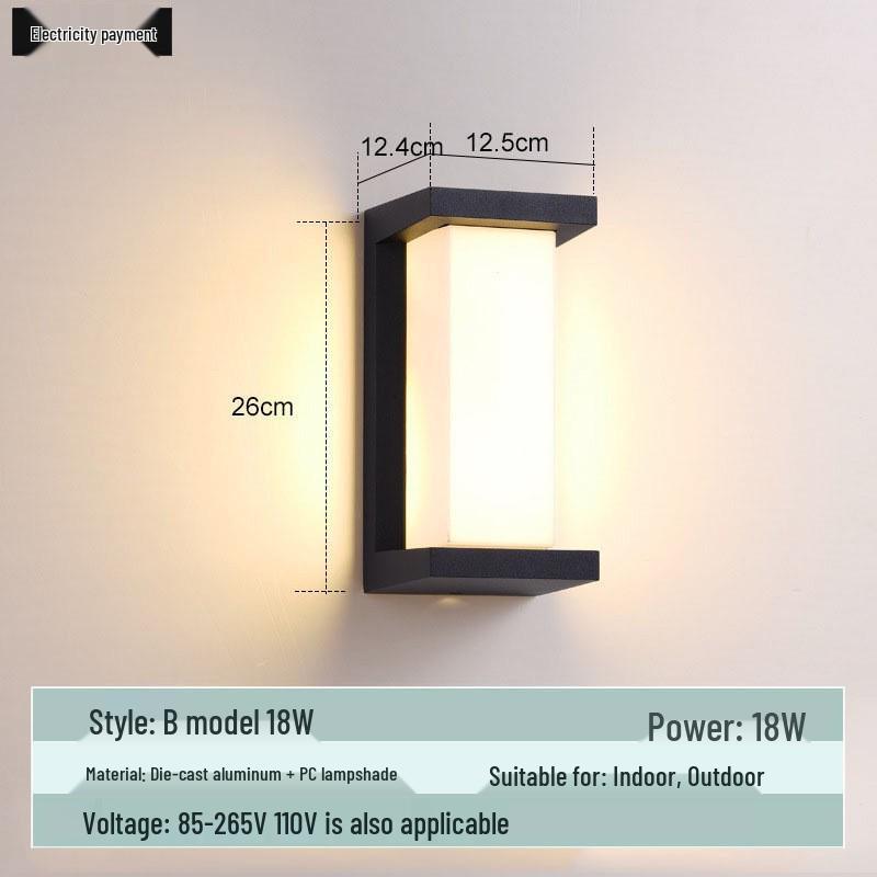 Waterproof Minimalist LED Wall Light with Smart Sensor for Outdoor Use