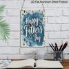 2D Flat, 1pc Watercolor Blue Heart Father's Day Metal Wall Art Sign "Happy Father's Day" - 8*12 Inch Aluminium Rustic Home Decor, Minimalist Style