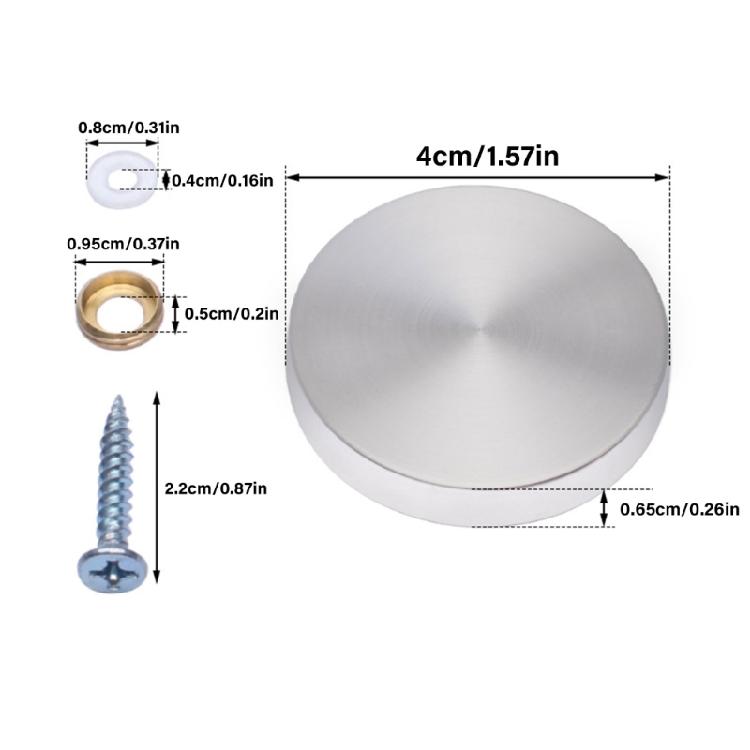 Pack of 40 Mirror Screw Caps Steel Decorative Covers Wall Decoration Fasteners Simple To Use for Bathroom & Kitchen Use