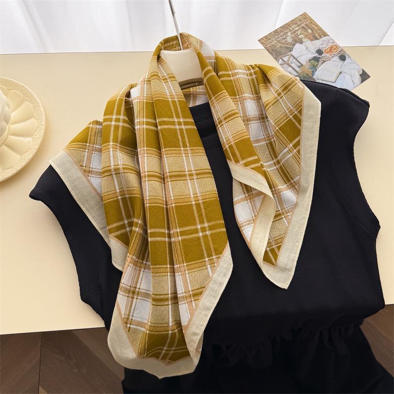 Vintage Style Cotton Small Square Scarf For Women Sun Protection Decoration