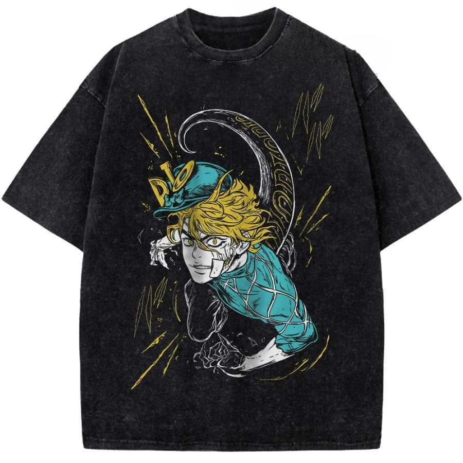 

Anime JoJo s Bizarre Adventure Zeppeli Gyro Graphic T Shirt Men Women Clothing Casual Tshirt Washed Cotton Tee Harajuku T-shirt XXL