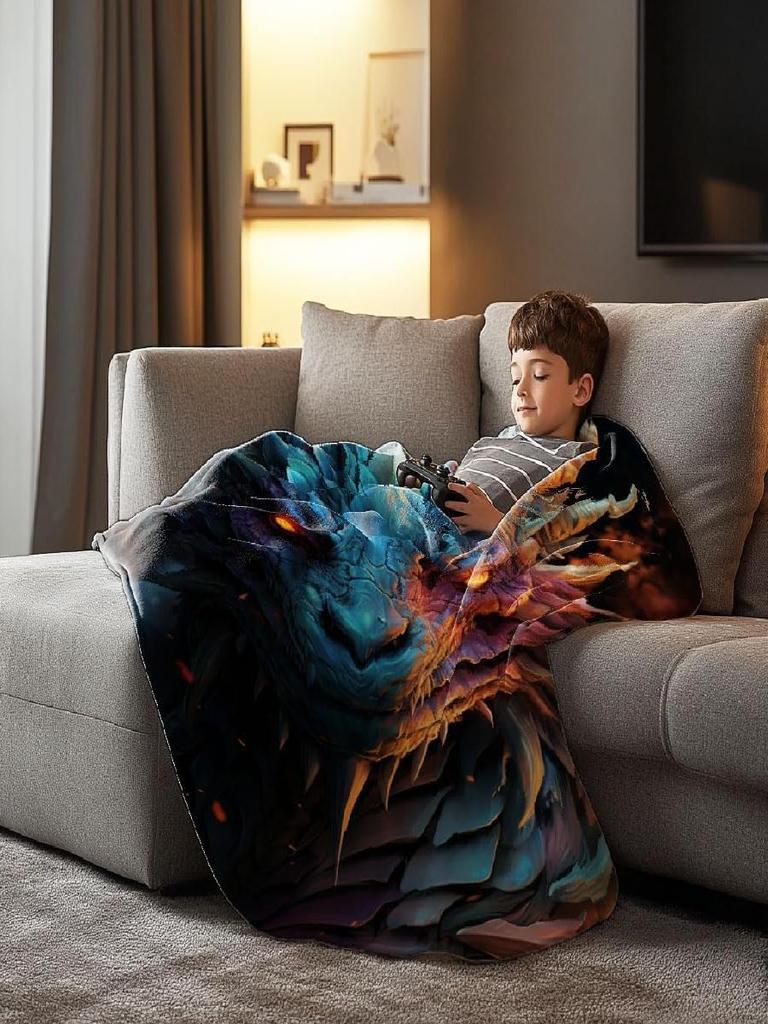 UltraSoft Flannel Fleece Throw Blanket with Dragon Print  Warm Cozy AllSeason Quilt for Bed Sofa Couch  Perfect Size X for Kids