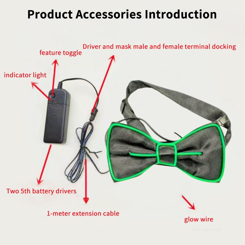 Glowing Butterfly Knot Suitable For Christmas Party Led Glowing Bow Tie Performance Props Festive Costumes Special Use