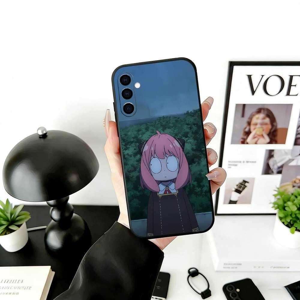 Cute Anya Forger Spy-Family Phone Case For Samsung Galaxy A73,A72,A71,A70,A53,A52,A51,Soft Silicone Black Cover