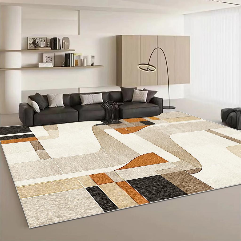 Light Luxury Geometric Large Living Room Carpet Modern Style Decoration Home Sofa Side Floor Mats Soft Rugs for Bedroom