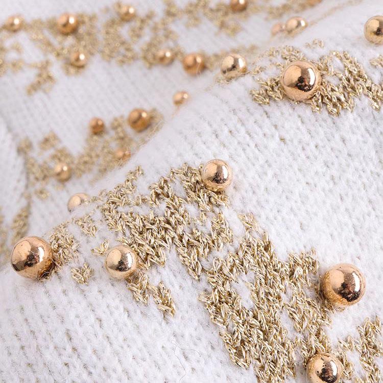 Autumn Winter Sweater Cardigans Women Single Breasted Luxury Beading Striped Casual Knitwear Traf Tops Mujer New In C-187