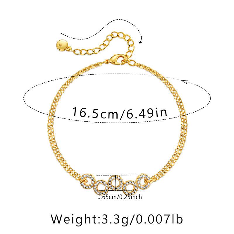 European American Double Layer O Chain Minimalist Circle Pendant Fashion Bracelet