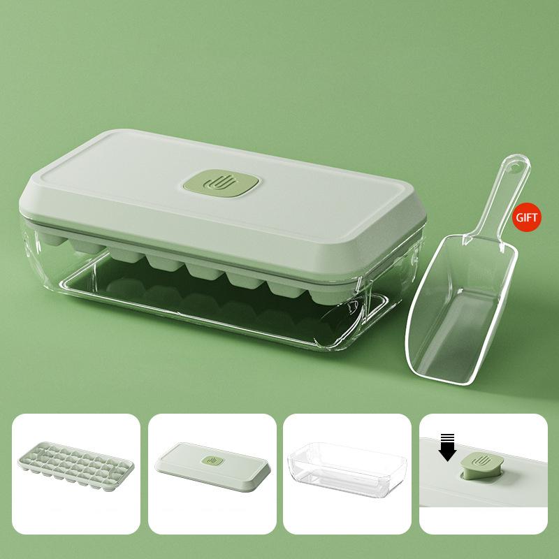 Forma na 18/32 kostek ledu s víkem, lopatkou a úložným boxem, vyjmutí jedním kliknutím, výrobník ledu, DIY, koktejlové nástroje na whisky