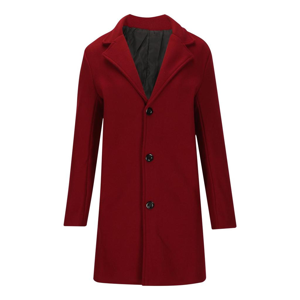 2025 Plus Size Casual Wool Blend Single-Breasted Trench Coat