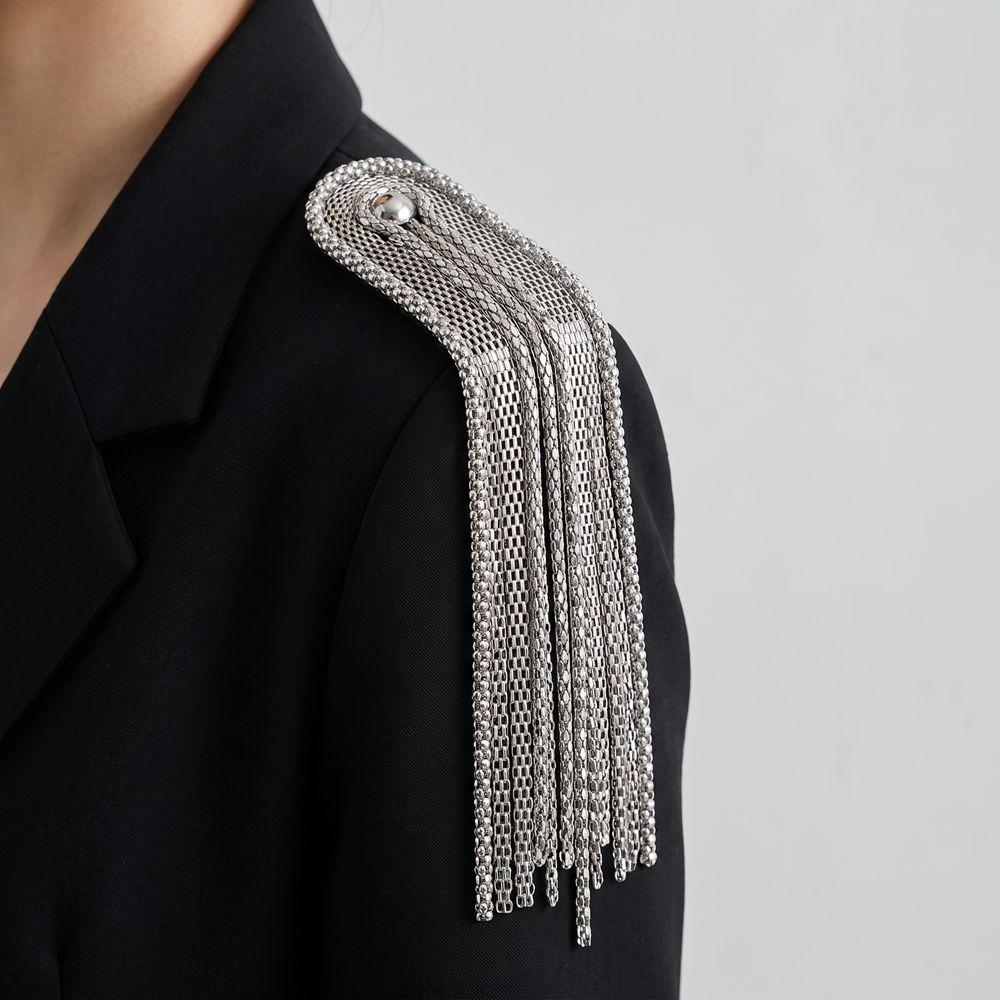 Zinc Zinc Alloy Tassel Chain Epaulettes Metal Tassel Epaulet Retro Gold Brooch Jewelry Suit