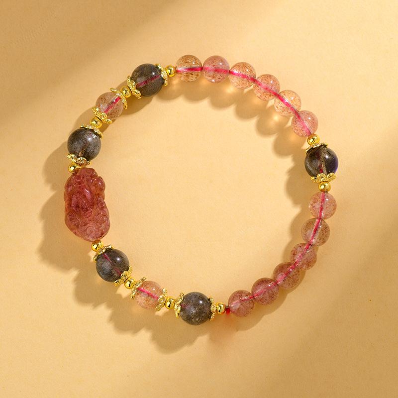 Натуральный кристалл клубничный кристалл Пиксиу браслет, этнический стиль оригинальный дизайн браслет