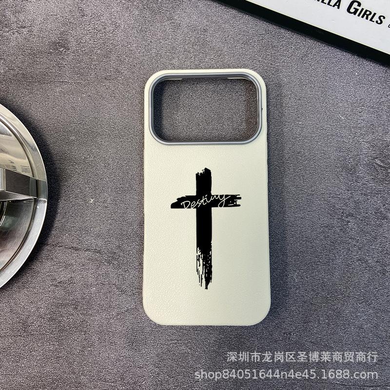 The new foreign trade model is suitable for iPhone17promax mobile phone case, Apple 16 all-inclusive 15 anti-drop 13 leather pattern protective case.