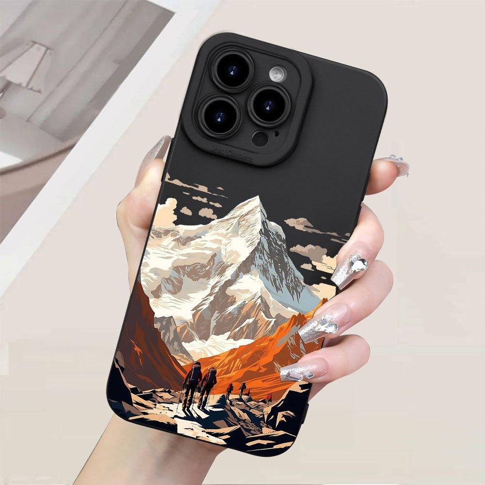 Creative snow mountain pattern phone case suitable for iPhone17 16 15 14 13 12 11Pro/Max/Plus anti drop and shockproof backcover