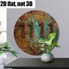 Vintage Industrial Aluminum Wall Art Decor 8x8 Inch Round Hanging Sign Rustic Teal Brown Metallic Finish for Home Office