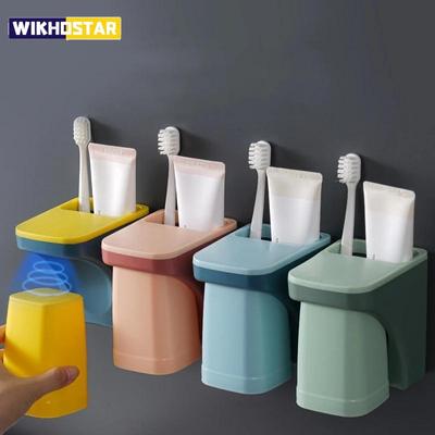 Multifunktions-Zahnbürstenhalter, Zahnpasta-Aufbewahrungsregal, magnetische Adsorption, umgekehrte Tasse, Wandmontage, Badezimmer-Zubehör-Set