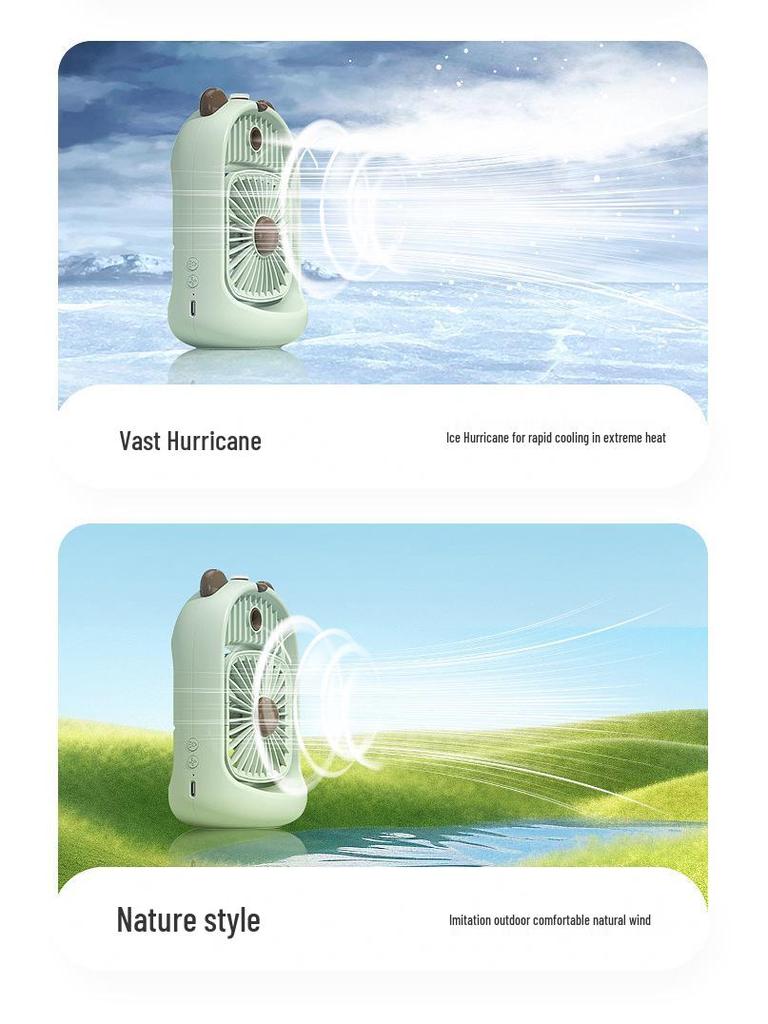 Mini Cartoon Desktop Air Cooler: USB-Powered Refrigeration & Humidifying Spray Fan