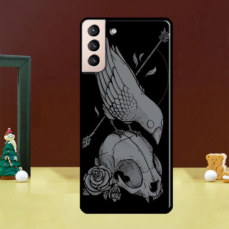 Raven Dark Crow Skull Phone Case For Samsung Galaxy S23 S22 Ultra S20 FE S9 S10 Note 10 Plus S21 FE S21 Ultra Cover