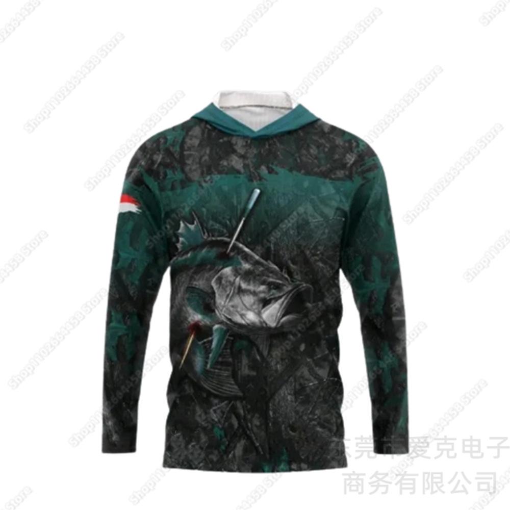 New fishing suit men's summer long-sleeved hoodie outdoor sunscreen top quick-drying breathable sportswear
