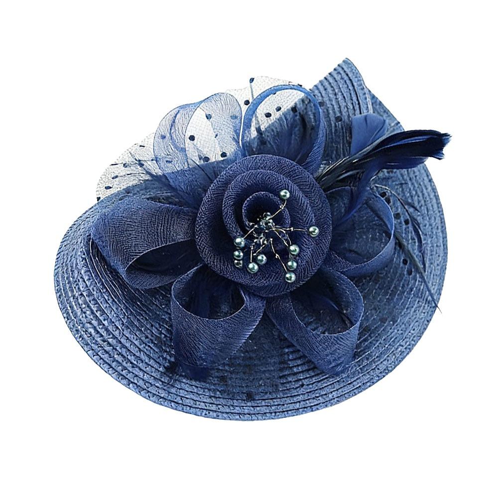Fashion Mesh Ribbons Fascinator Caps Flower Feather Elegant Hair Drop Fascinator Hat Headwear Bridal Wedding