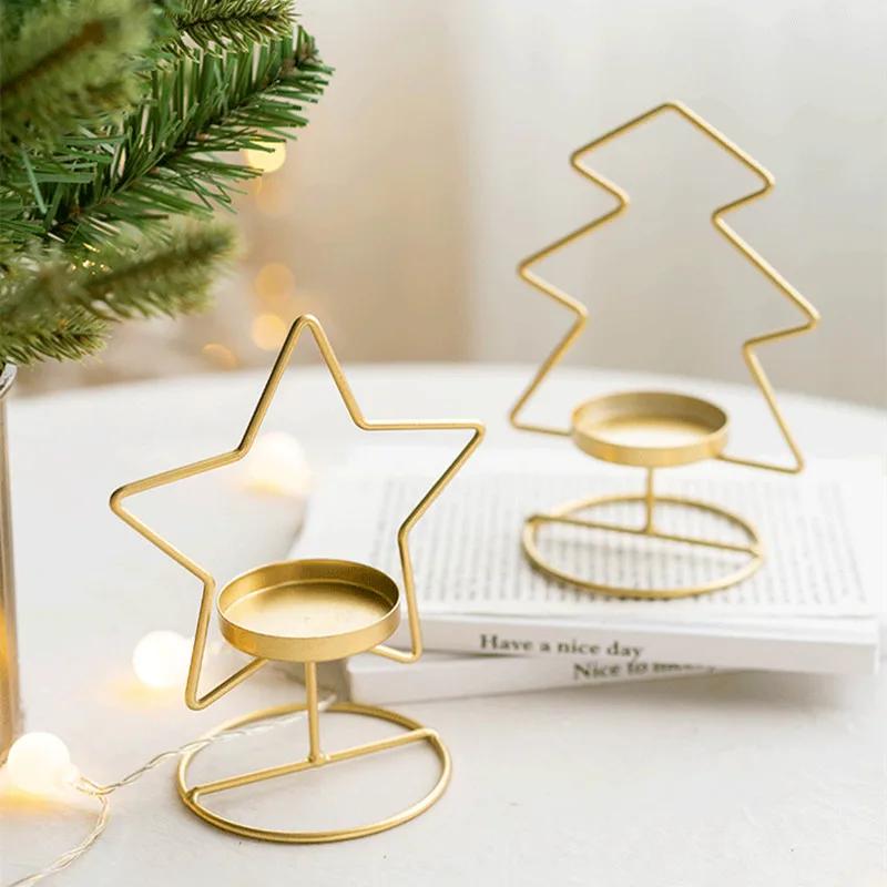 Distinctive Iron Christmas Tree Candle Holder | Star-Patterned, Navidad & Christmas Tabletop Decor