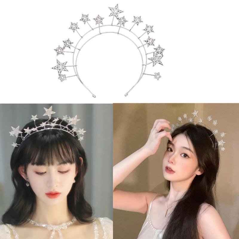 Wedding Tiaras Star Tiaras Headband Bride Tiaras Wedding Rhinestones Headband