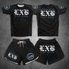 Quick Drying Black V1 LXB AJJ Rash Guard Gym Set Levelxblack RANKED V2 NIVEL NEGRO Jersey T-shirt And Shorts Combo for Fitness