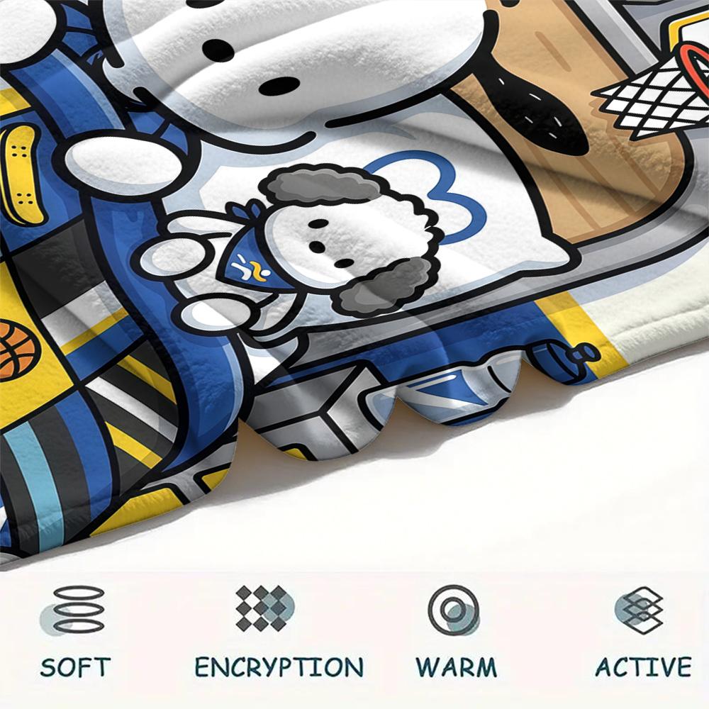 1PC Pochacco Print Flannel Blanket, High quality All Seasons, Home Decor, Warmth and Comfort, Perfect for Christmas Gifts