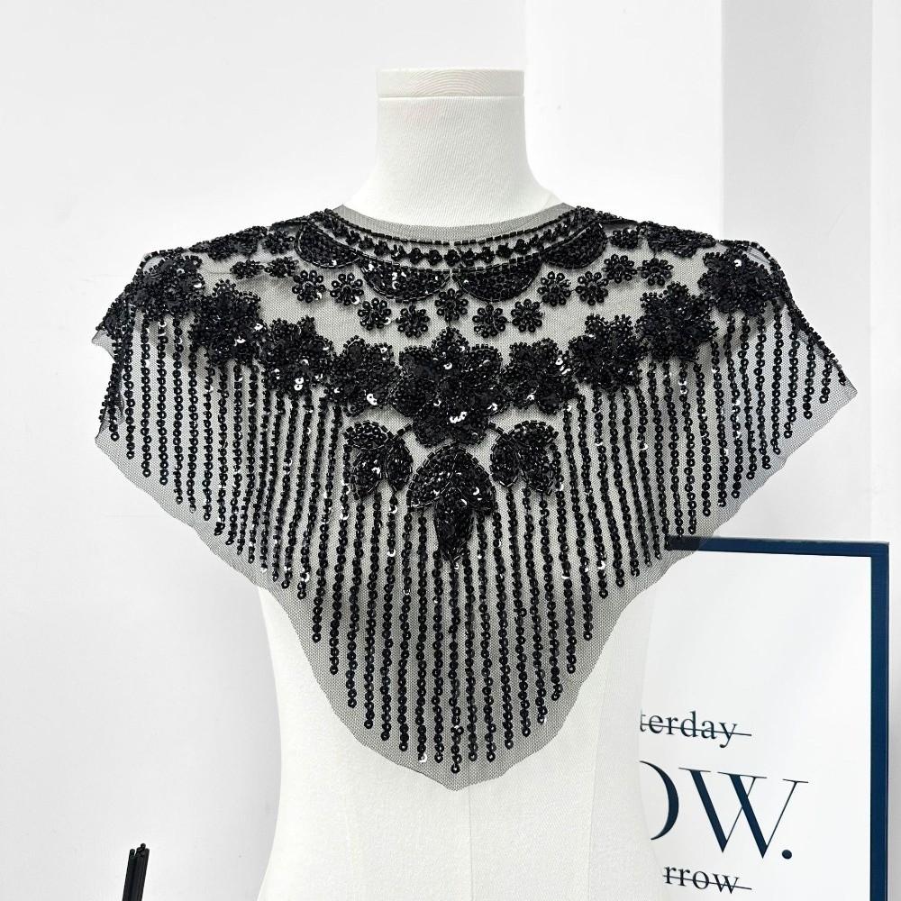 Heavy Duty Frontal Rhinestone Applique Embroidery Lace Fabric Sticker  Women's Accessory Patch