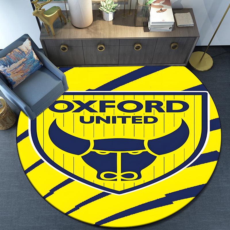 Oxford United Crest Round Rug for Livingroom,Bedroom, Palyroom, Chair Rug, Area rug, Circle Carpet, Large Size Fan Christmas gift