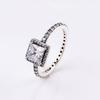 925 Sterling Silver Pan Ring Creative Personalized Square With Crystal Cz Ring For Women Wedding Party Fashion Jewelry
