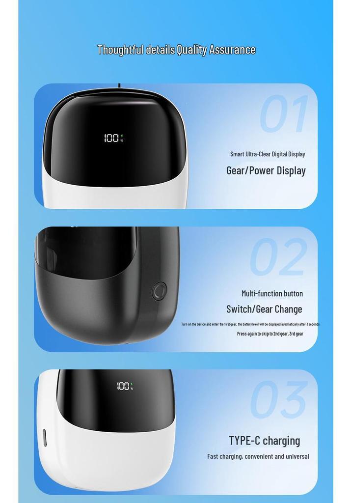 Neck and Waist-Hanging USB Mini Fan with Digital Display