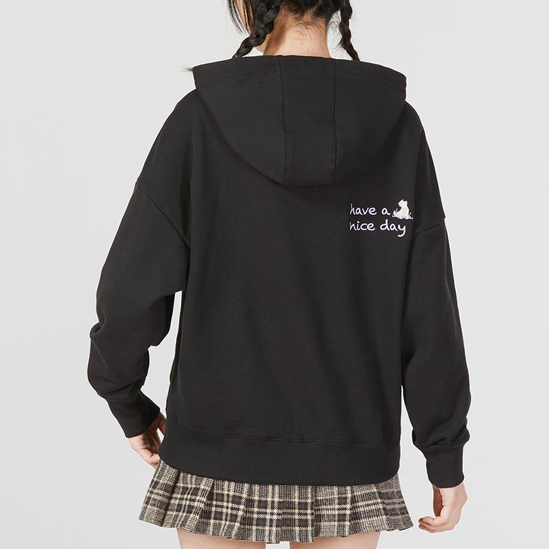 Puma Letter Pattern Printed Casual Hoodie Women Hoodies Black 539960-01