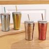Pure Titanium Double-Wall Juice Cup Coffee Mug,With Straw and Cup Lid Outdoor Camping Water Cups,Gifts Office Tea Mug Beer Cup