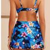 Plus Size Women Two Piece Bikini Set, High Waist Printed Separated Swimsuit, Sexy European Three-point Swimwear