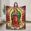 Virgin Mary Cherubs Rose Warm Soft Blanket Airplane Travel Plush Throw Blanket Couch Chair Flannel Bedspread Sofa Bed Cover