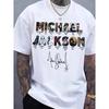 New Arrivalmichael Jackson Discography Tshirt White Cotton Crew Neck Career Album Covers Signature Graphic Tee For Fans